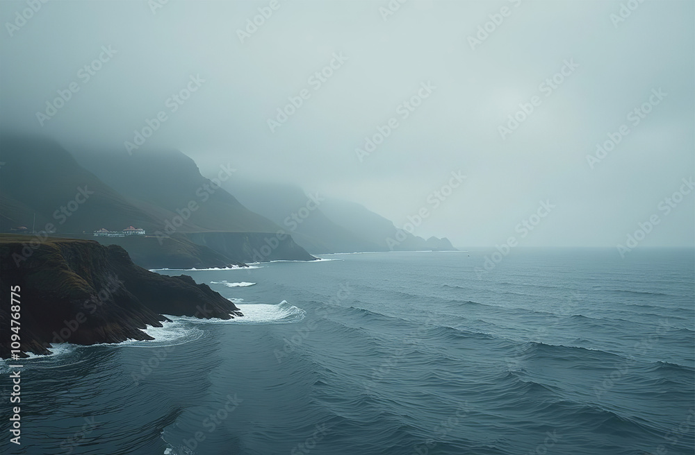 Blue ocean wave, white sea foam, seascape, deserted sandy beach. AI Generative Blue ocean wave, white sea foam, seascape, deserted sandy beach. AI Generative
