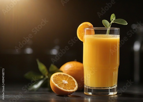 Delicious freshly squeezed orange juice from organic oranges from the own tree 