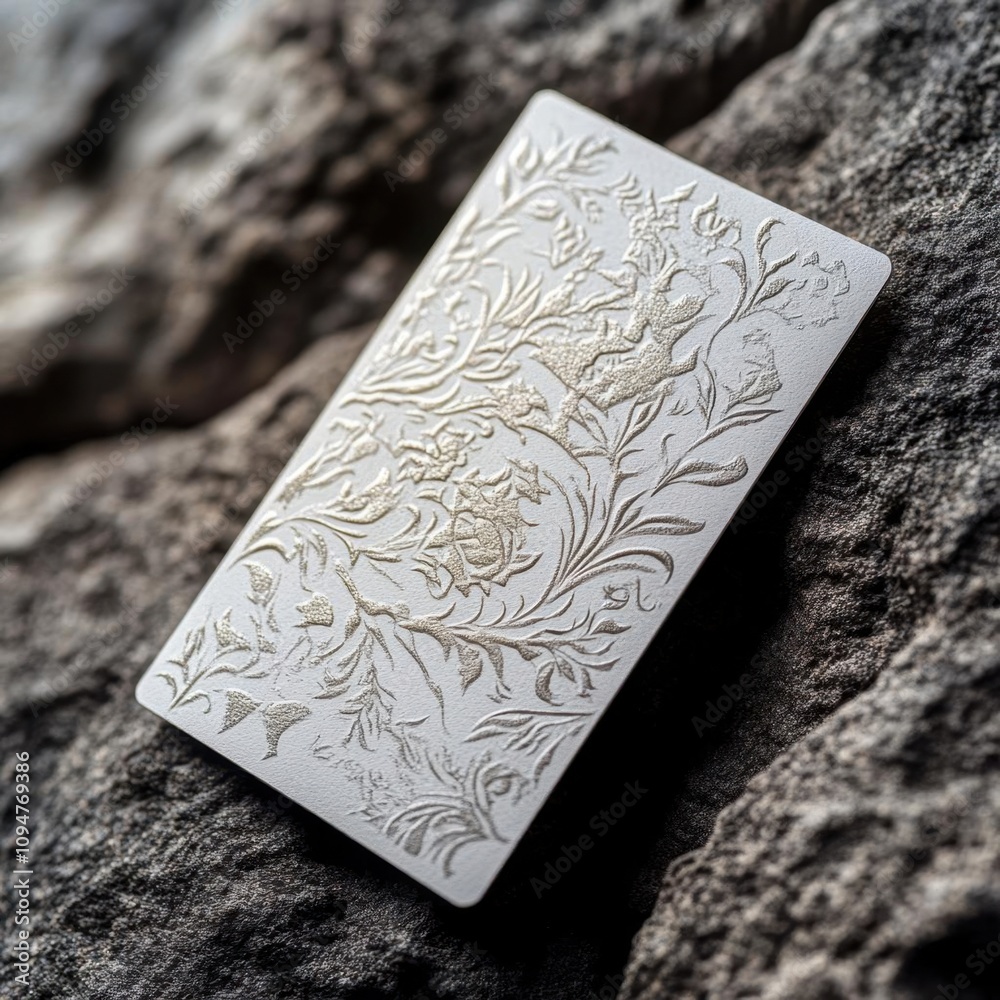 Fototapeta premium Elegant White Card with Gold Foiled Floral Design