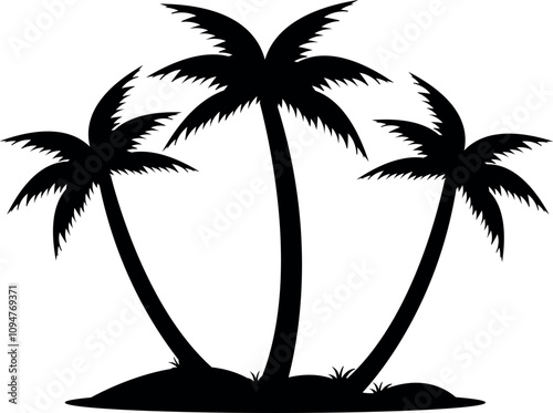 Palm Tree Silhouette Collection for Tropical Designs, Exotic Tropical Palm Tree Silhouette vector Design.