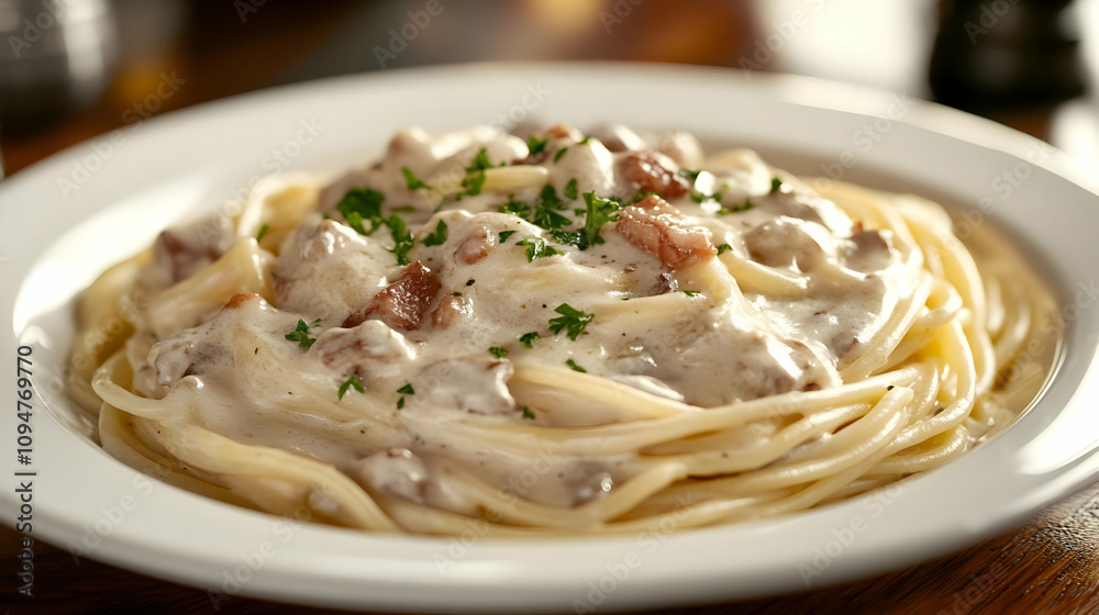 Creamy Pasta Dish with Bacon and Parsley Creamy Pasta Dish with Bacon and Parsley