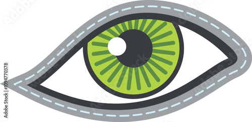 Eye textile patch. Fashion label. Textile applique