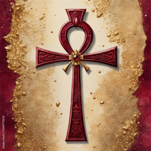 Egyptian Cross Ankh Watercolor