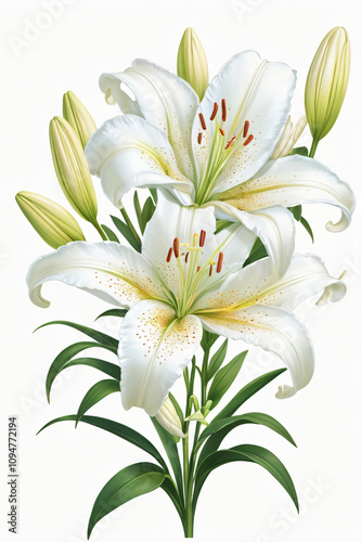 lily flower blooming beautifully isolated on background, created by generative ai