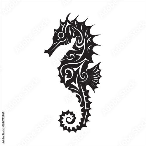 Modern Tribal Seahorse Tattoo