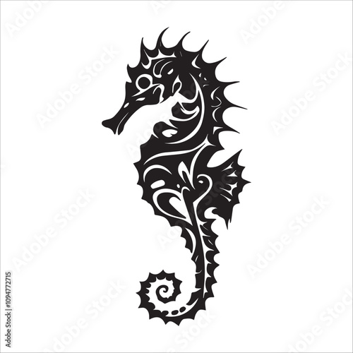 Modern Tribal Seahorse Tattoo
