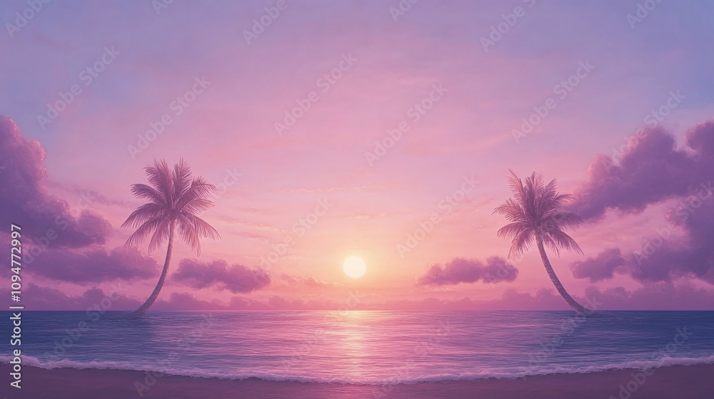 Pastel Pink Sunset Beach Paradise Pastel Pink Sunset Beach Paradise