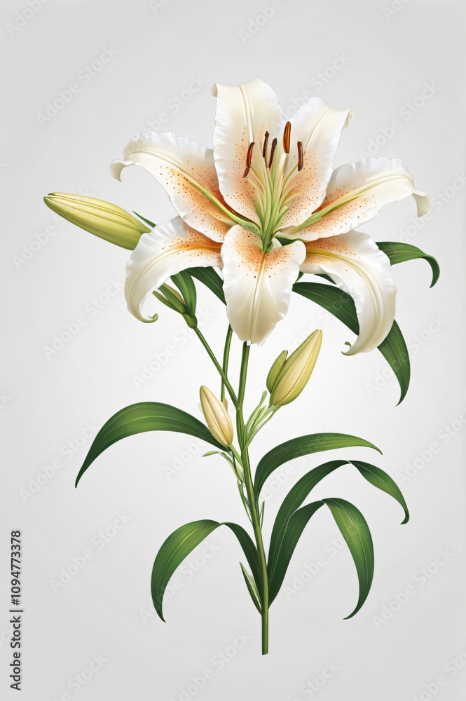 Fototapeta premium lily flower blooming beautifully isolated on background, created by generative ai