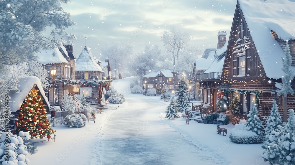 Fototapeta premium 雪国と古い家