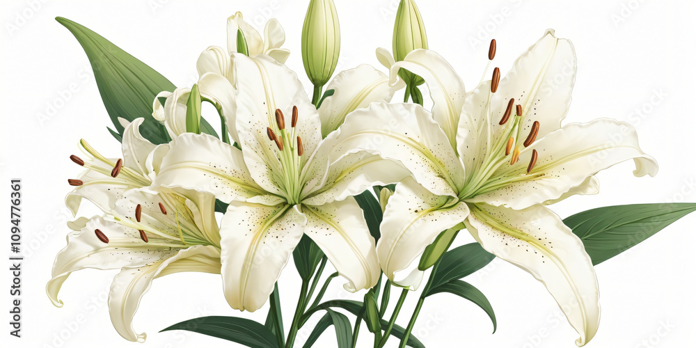 Fototapeta premium lily flower blooming beautifully isolated on background, created by generative ai