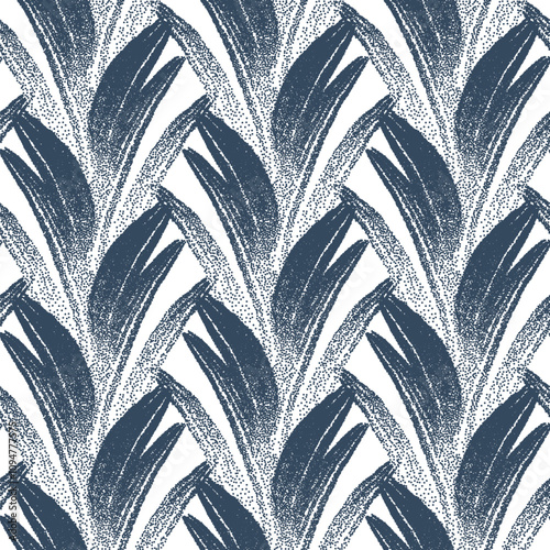 Black and white seamless pattern with dotted geometric drawing. Vector illustration