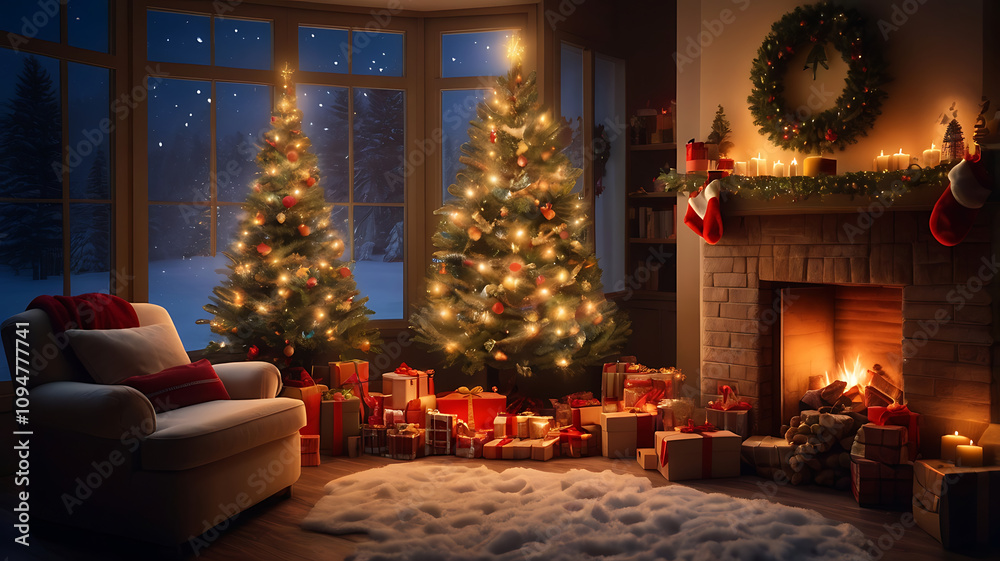 christmas tree with fireplace christmas tree with fireplace