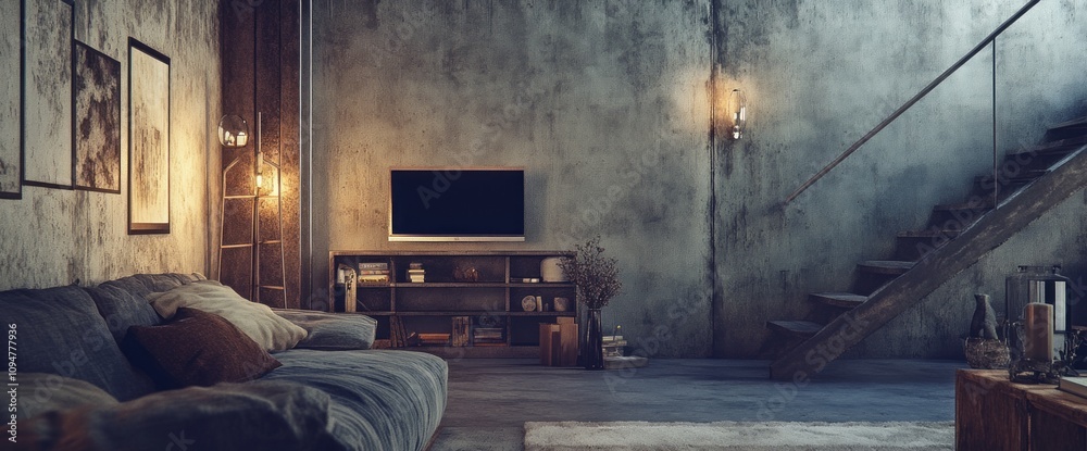 Modern Industrial Loft Apartment Living Room Design Modern Industrial Loft Apartment Living Room Design