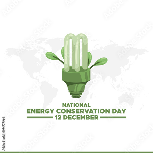 National Energy Conservation Day. December 14. Template for background, banner, card, poster with text inscription. Vector illustration.Vector graphic of national energy conservation day