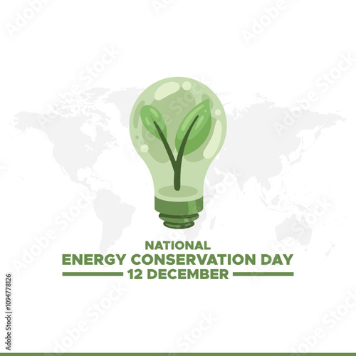 National Energy Conservation Day. December 14. Template for background, banner, card, poster with text inscription. Vector illustration.Vector graphic of national energy conservation day