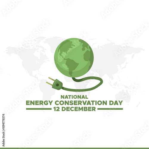 National Energy Conservation Day. December 14. Template for background, banner, card, poster with text inscription. Vector illustration.Vector graphic of national energy conservation day