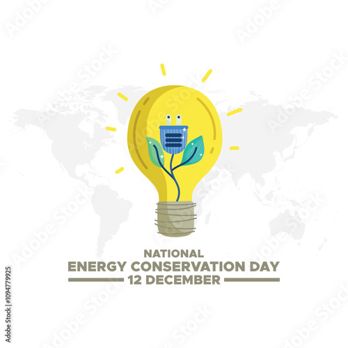 National Energy Conservation Day. December 14. Template for background, banner, card, poster with text inscription. Vector illustration.Vector graphic of national energy conservation day