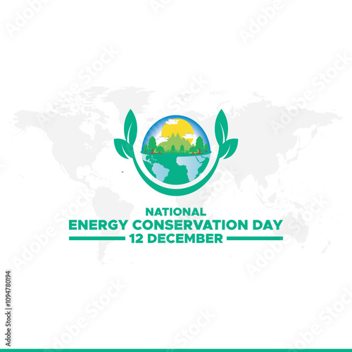 National Energy Conservation Day. December 14. Template for background, banner, card, poster with text inscription. Vector illustration.Vector graphic of national energy conservation day