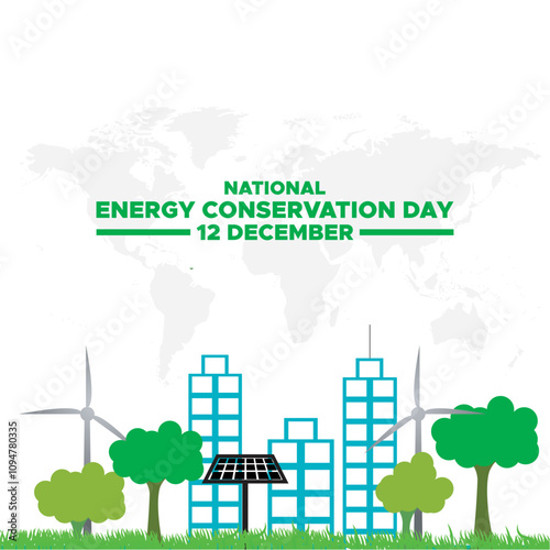 National Energy Conservation Day. December 14. Template for background, banner, card, poster with text inscription. Vector illustration.Vector graphic of national energy conservation day