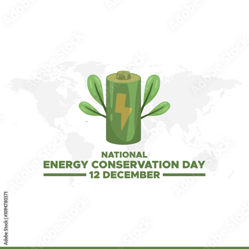 National Energy Conservation Day. December 14. Template for background, banner, card, poster with text inscription. Vector illustration.Vector graphic of national energy conservation day