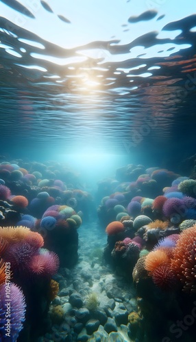 coral reef in the blue sea