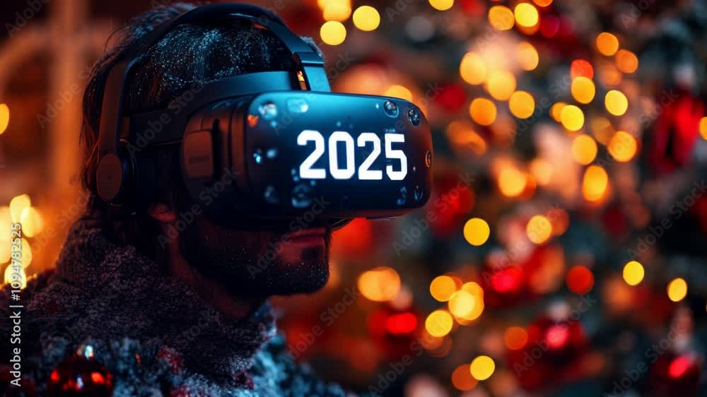A Man Wearing a VR Headset: Immersed in a Futuristic Experience for 2025 A Man Wearing a VR Headset: Immersed in a Futuristic Experience for 2025