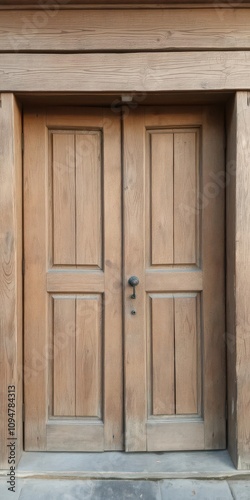 Cozy rustic wooden store front with peeling paint and weathered boards, facade