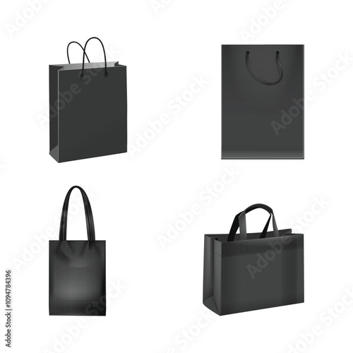 set beige bags collection isolated white background