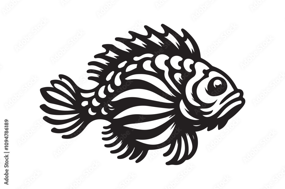 Stonefish Silhouette Illustrations – Perfect for Nature & Wildlife Designs Stonefish Silhouette Illustrations – Perfect for Nature & Wildlife Designs