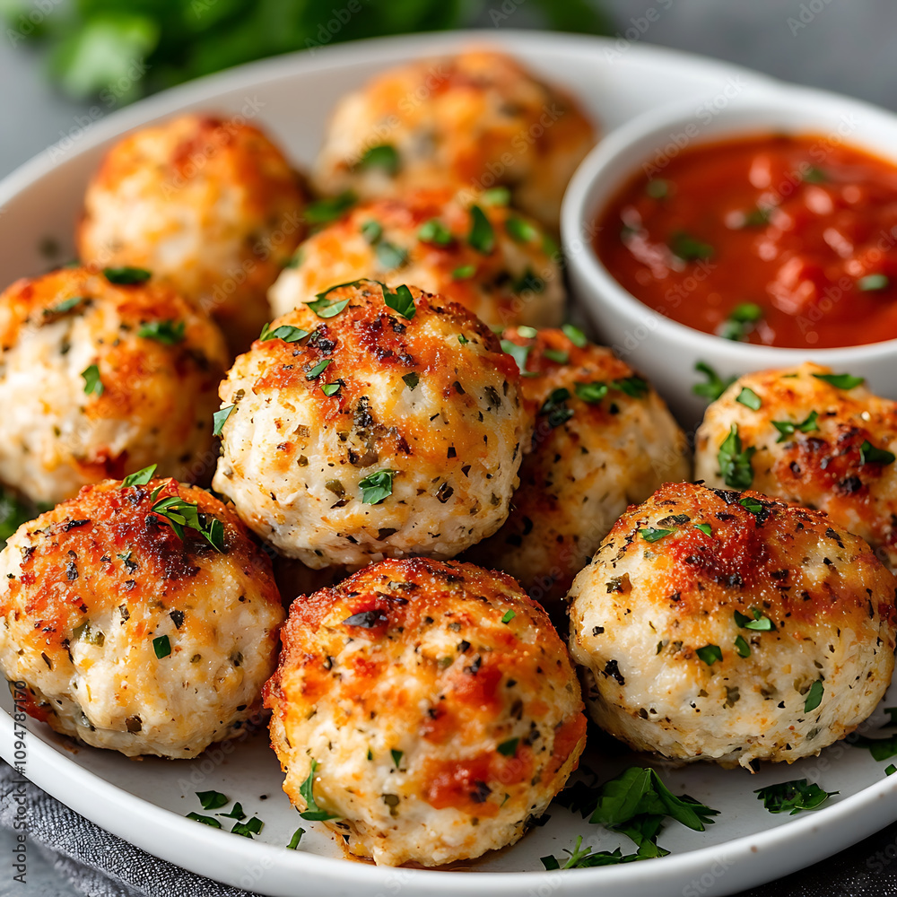 Baked chicken ricotta meatballs are delicious and impressive dish, perfect for any occasion. These flavorful meatballs are served with side of marinara sauce Baked chicken ricotta meatballs are delicious and impressive dish, perfect for any occasion. These flavorful meatballs are served with side of marinara sauce