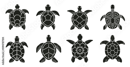 Turtle Silhouette vector icon set