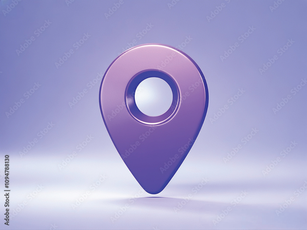 A 3D purple location pin A 3D purple location pin