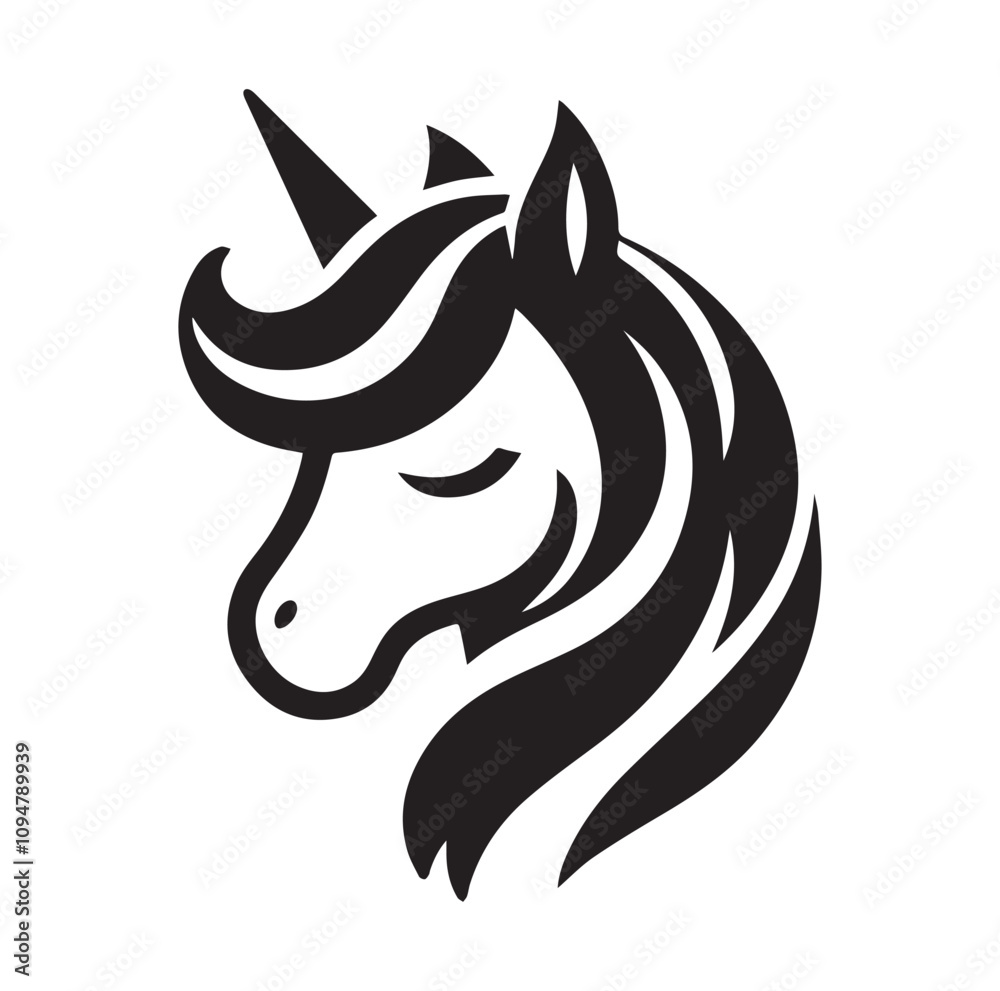 Unicorn Face vector silhouette SH Unicorn Face vector silhouette SH