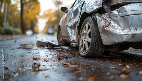 Wallpaper Mural Minor Car Accident Aftermath on Rainy Street Torontodigital.ca