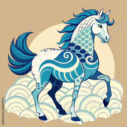 blue horse with a mane from the cartoon