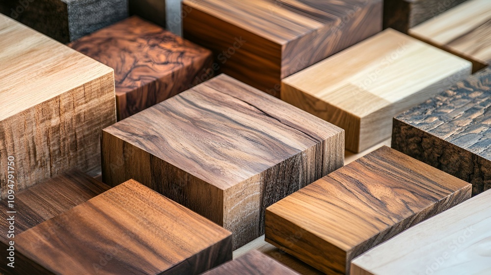 Weathered wooden blocks stacked on a worn wooden floor Weathered wooden blocks stacked on a worn wooden floor