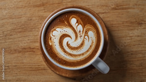 cup of coffee on wooden table