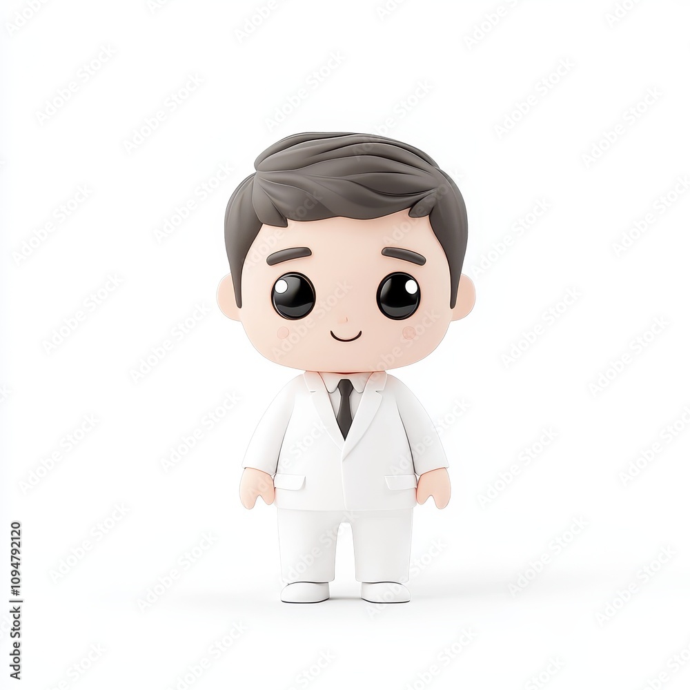 Charming 3D clay businessman in a sleek white suit Charming 3D clay businessman in a sleek white suit