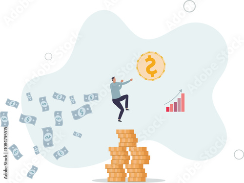Success investing, growing wealth or being rich from pension or mutual fund, stock market return, money or financial success concept.flat characters.