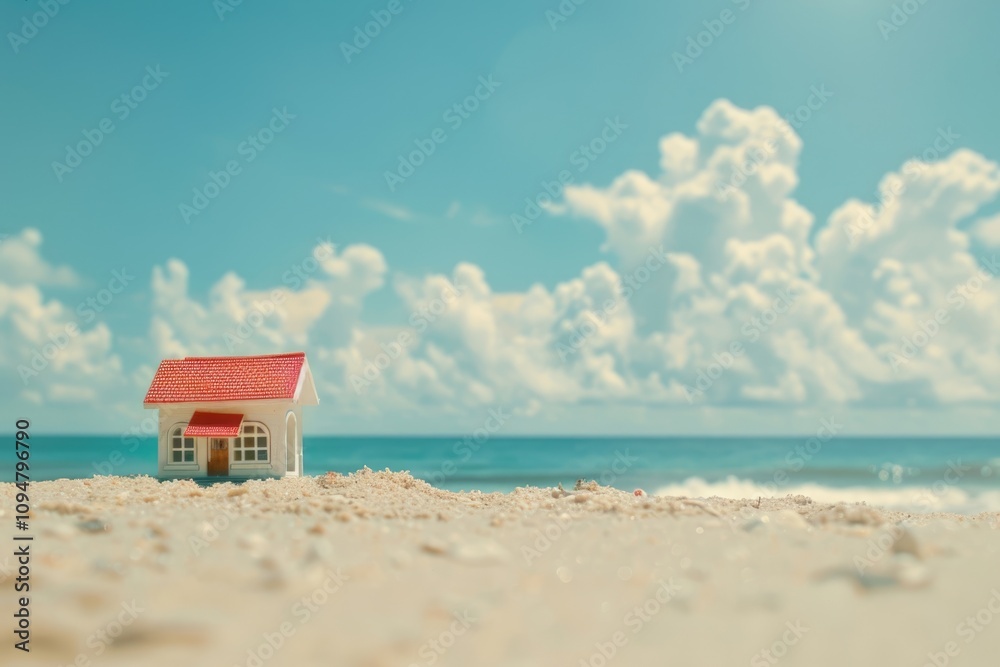 Small beachfront home with family and business concept. Vintage style. Small beachfront home with family and business concept. Vintage style.