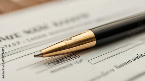 Close-up of a Pen on a Loan Document