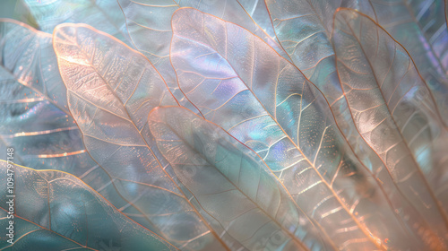 Artistic close-up of transparent insect wings, showcasing subtle colors and textures