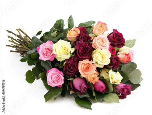 Assorted Roses Bouquet. Colorful Floral Decoration for Birthday or Anniversary Gift