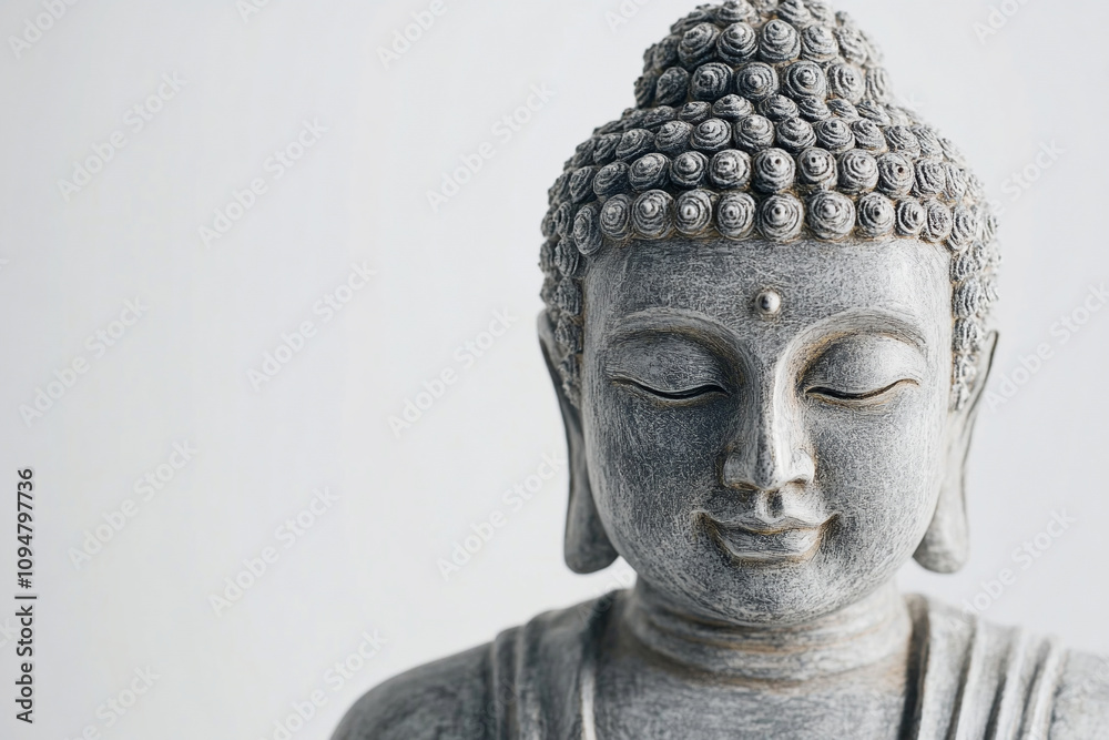 A Buddha statue sitting on a white background. A Buddha statue sitting on a white background.