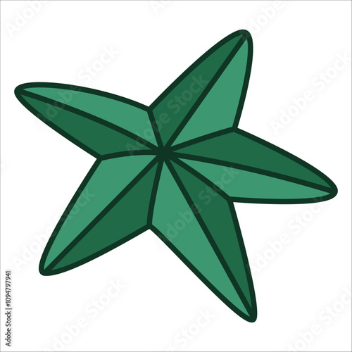 Green starfish on white background