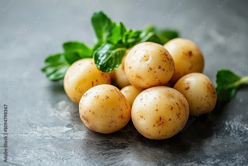 Baby Potatoes. Fresh Crop of Clean Bulb Potatoes on White Background Baby Potatoes. Fresh Crop of Clean Bulb Potatoes on White Background
