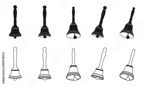 hand bell icon set vector illustration isolated on white background.
