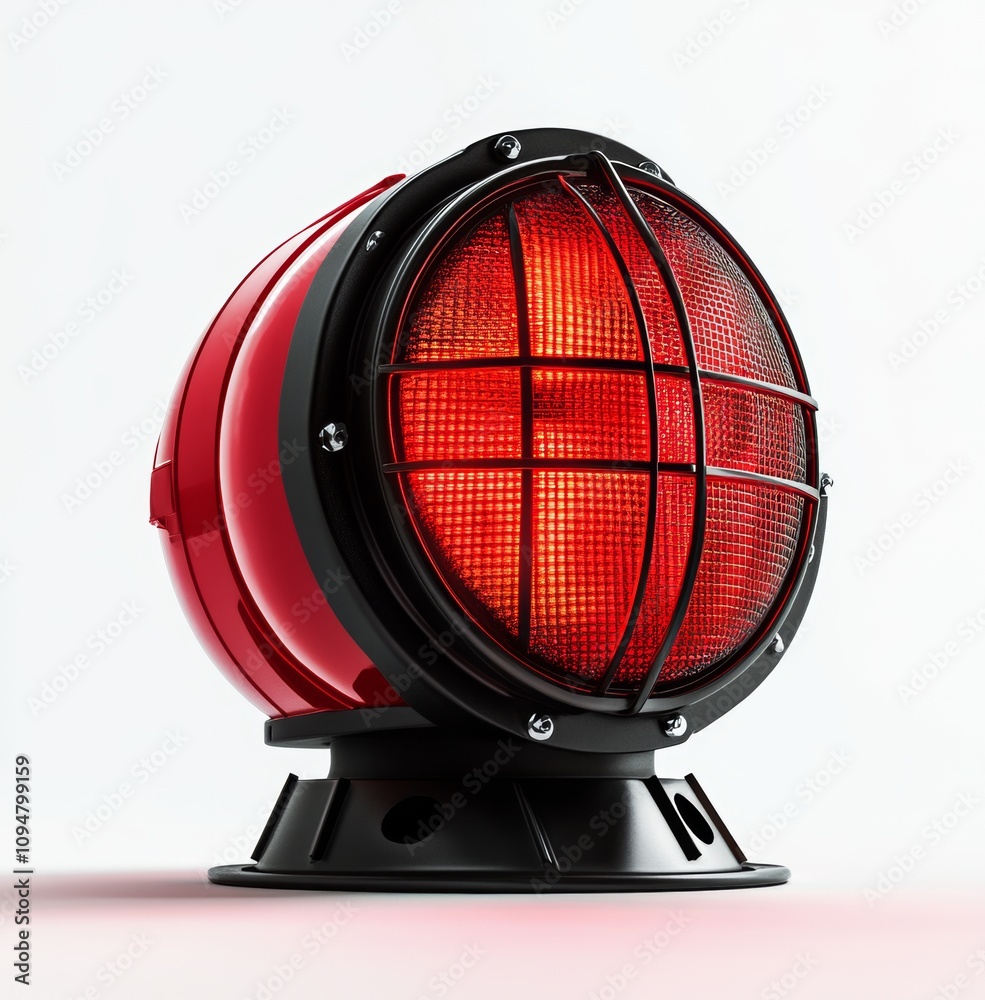 Red Flashing Siren on White Background 3D Render Red Flashing Siren on White Background 3D Render