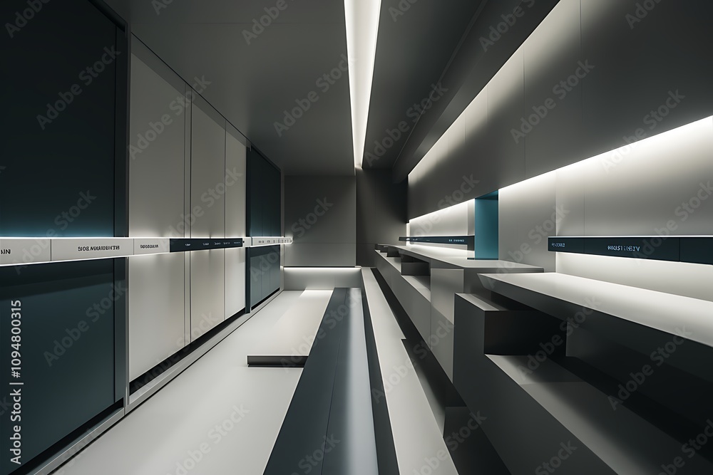 Fototapeta premium Modern Minimalist Showroom Interior with Sleek Design