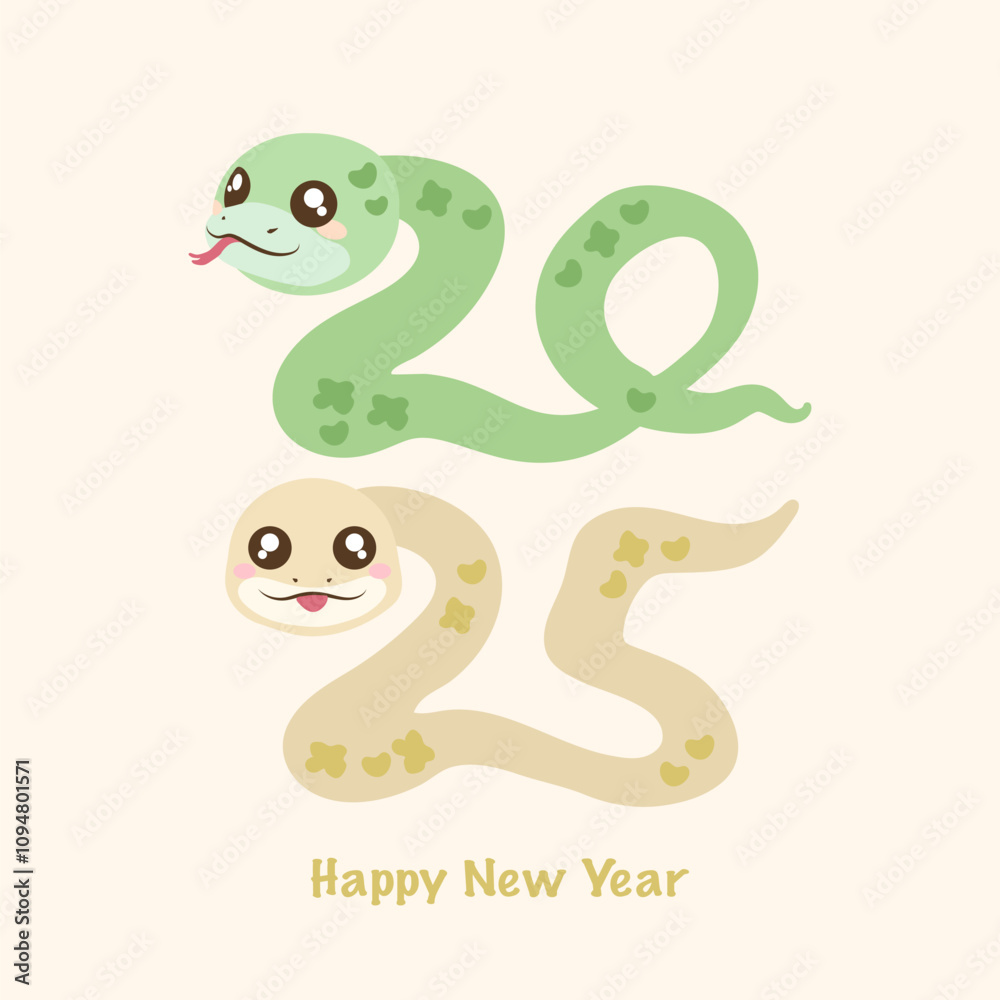 Naklejka premium Happy new year 2025. Creative 2025 snake logo design.